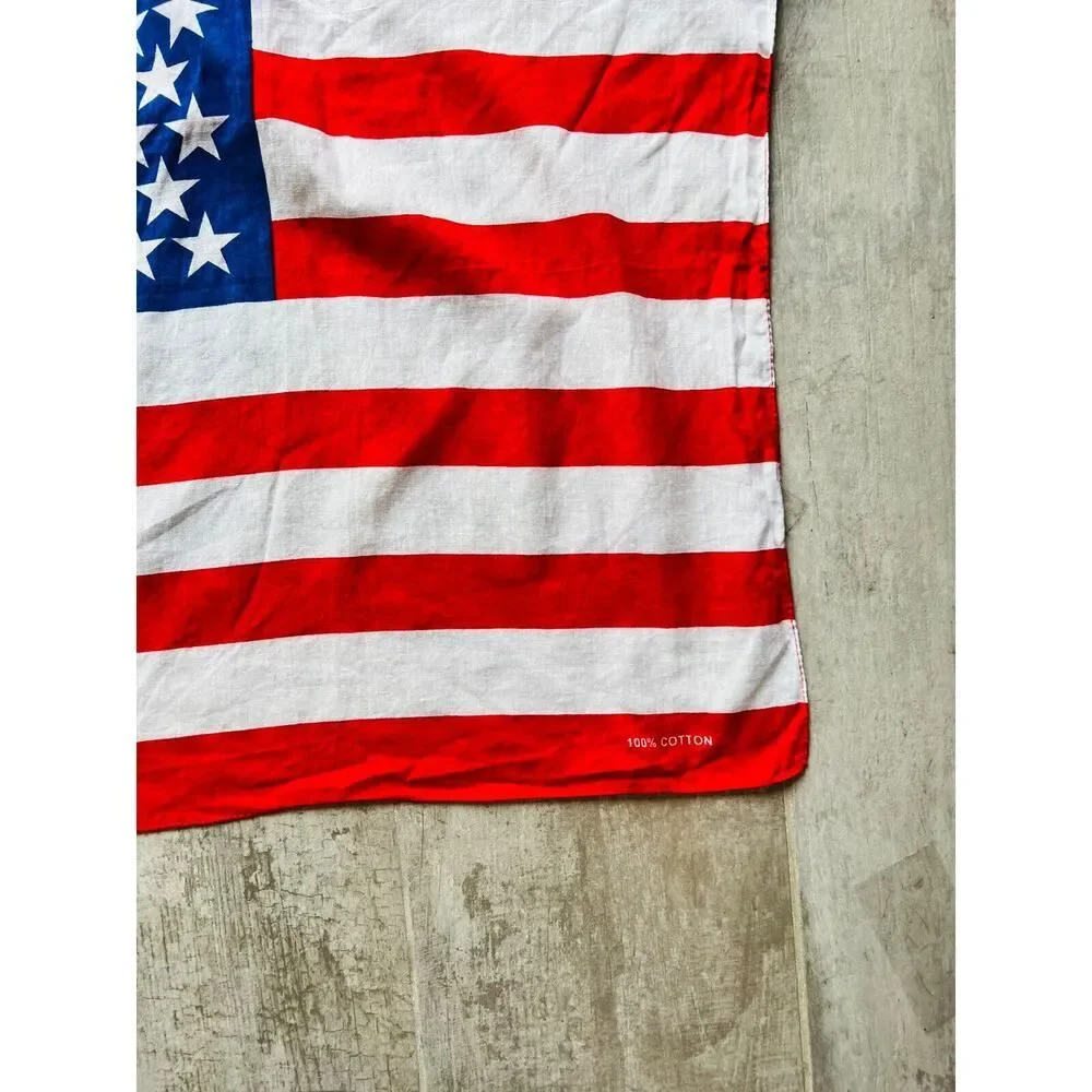 Set Lot of 3 Lightweight American Flag Bandana Scarf Headband Handkerchiefs NEW
